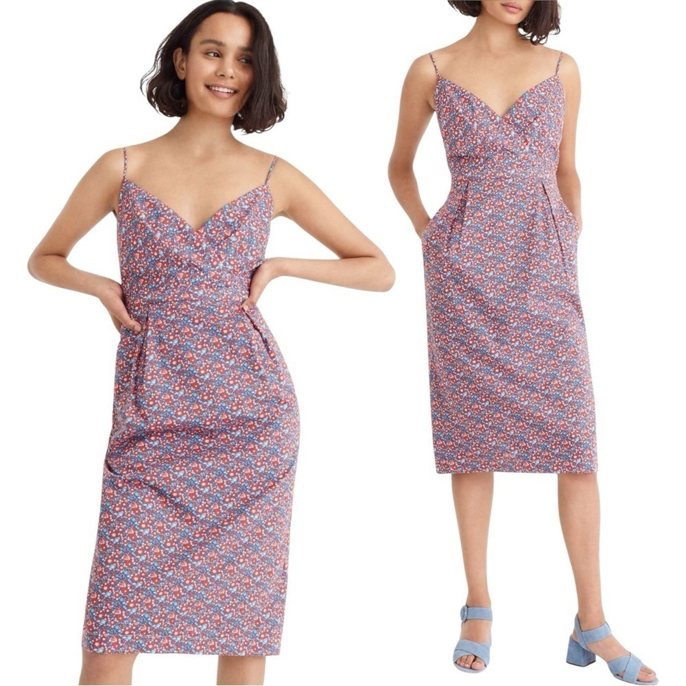 J. CREW x LIBERTY LONDON FLORAL COTTON SWEETHEART SLEEVELESS CASUAL SUN DRESS